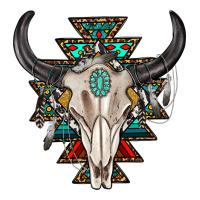 western aztec bull skull with gemstone | Teevron