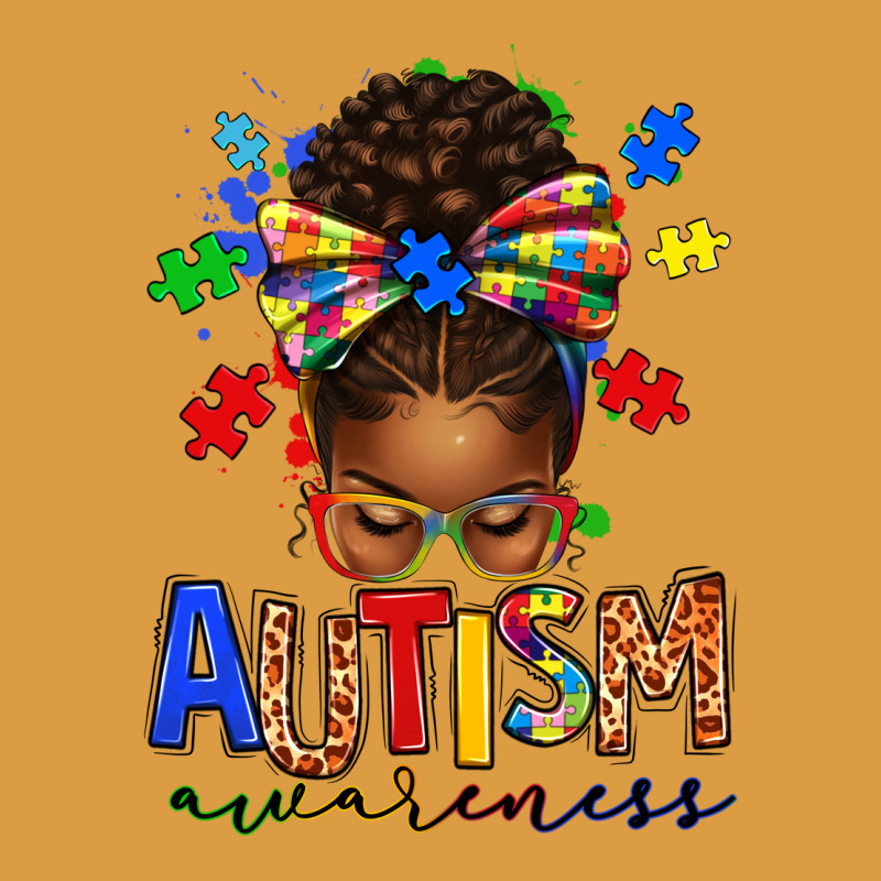 Autism Awareness Afro Messy Bun Urban Heavy Tee by texasbilliewilder | Teevron