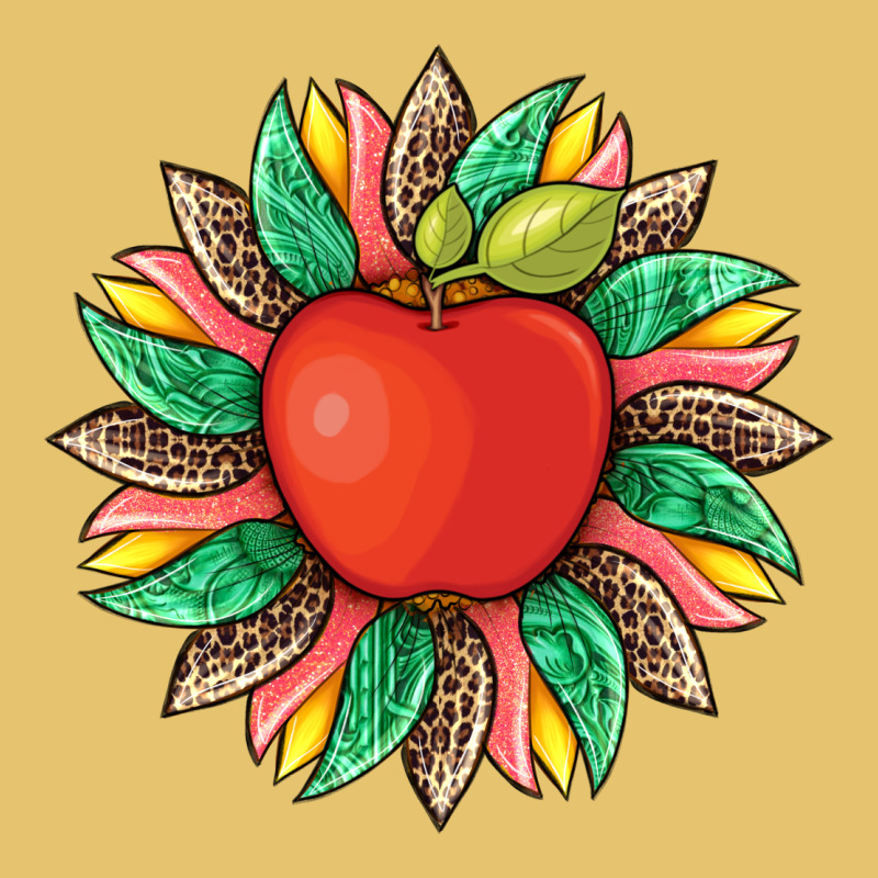 Teacher Apple And Sunflower With Leopard And Tooled Leather Premium Sweatshirt by Artiststas | Teevron