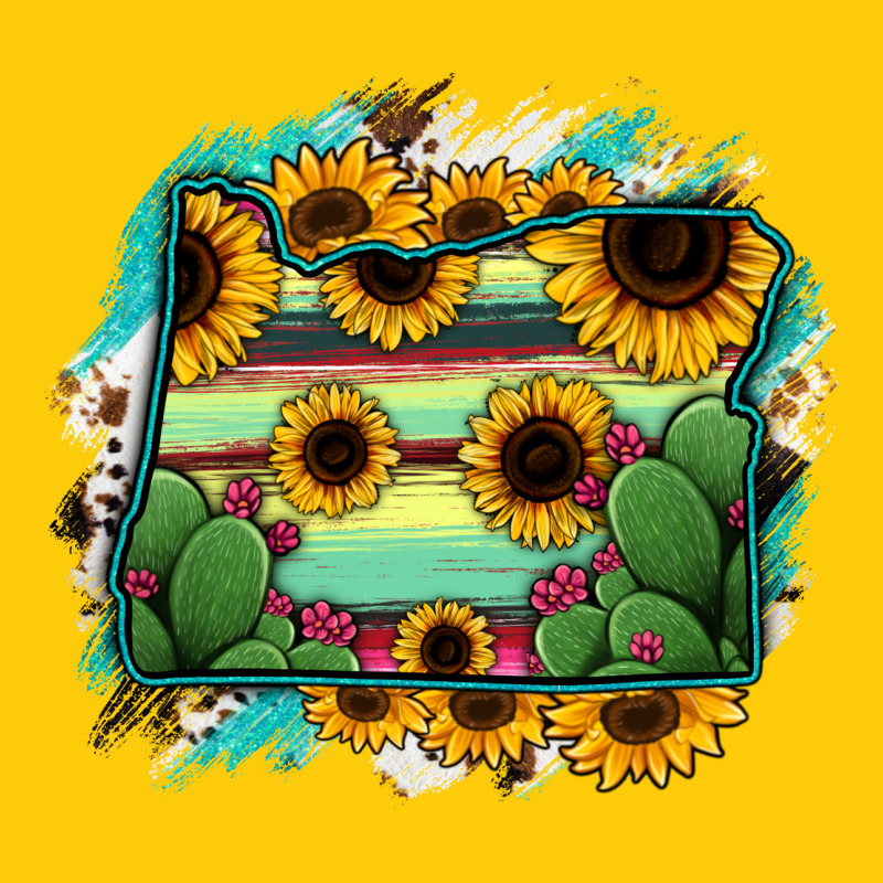 Oregon Map Sunflower Cactus Serape Premium Hoodie by RanaPortraitStore | Teevron