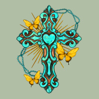 Cross With Heart Shaped Gemstone And Butterfly Urban Heavy Tee | Teevron