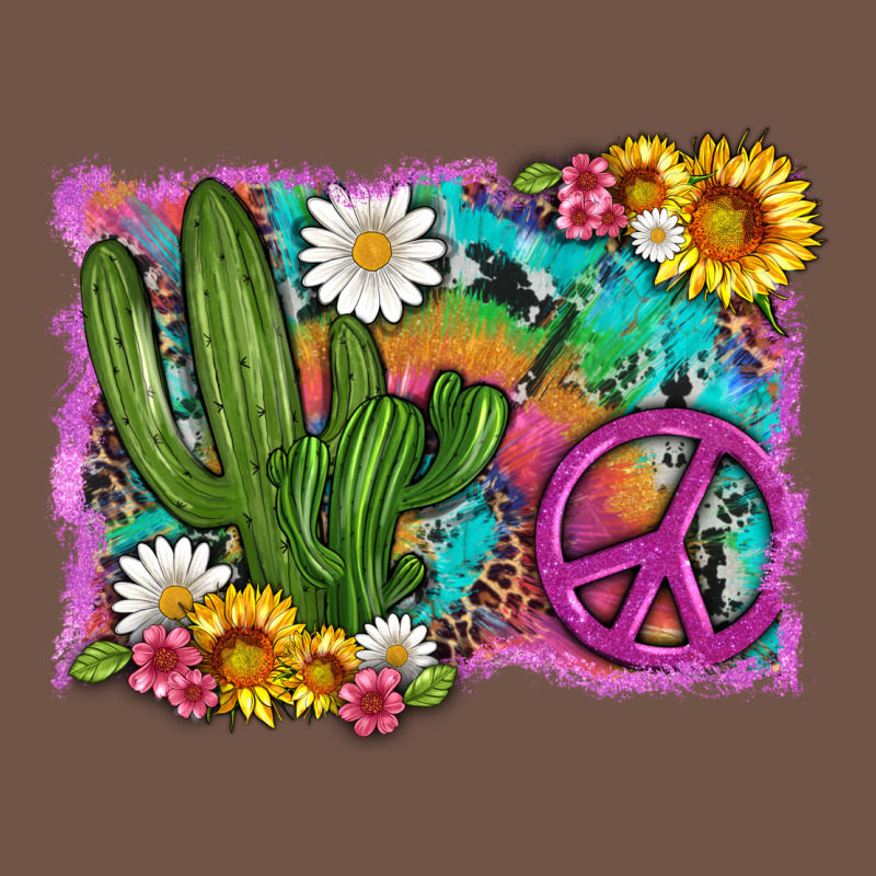 Cactus Peace Sign Flowers And Tie Dye Premium Sweatshirt by Artiststas | Teevron