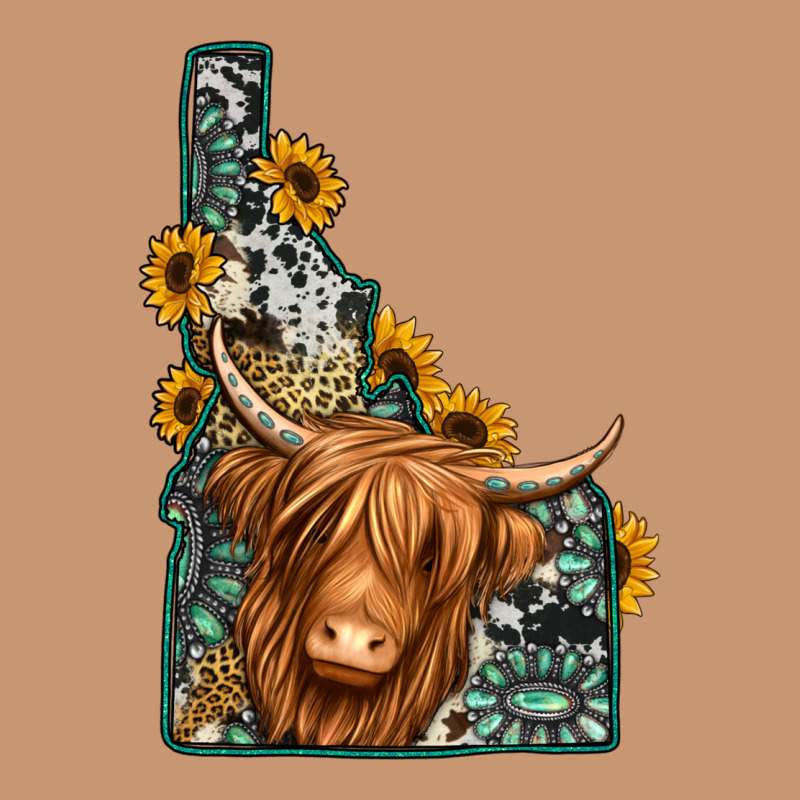 Idaho Map Long Haired Cow Heavyweight Hoodie by Jasminsmagicworld | Teevron