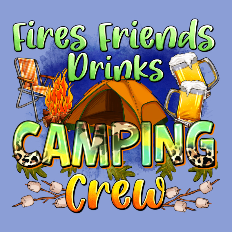 Fires Friends Drinks Camping Crew Long Sleeve Tee by Zillion Design Studio | Teevron