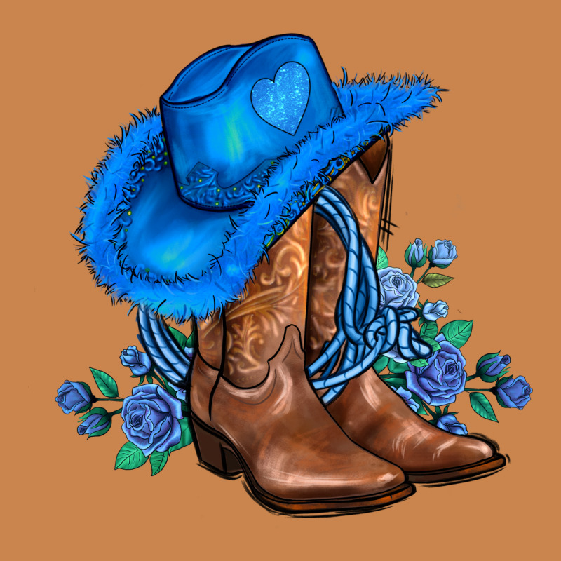 Valentines Day Blue Boots Cowgirl Hat And Roses Heavyweight Hoodie by AdoDesignShop | Teevron