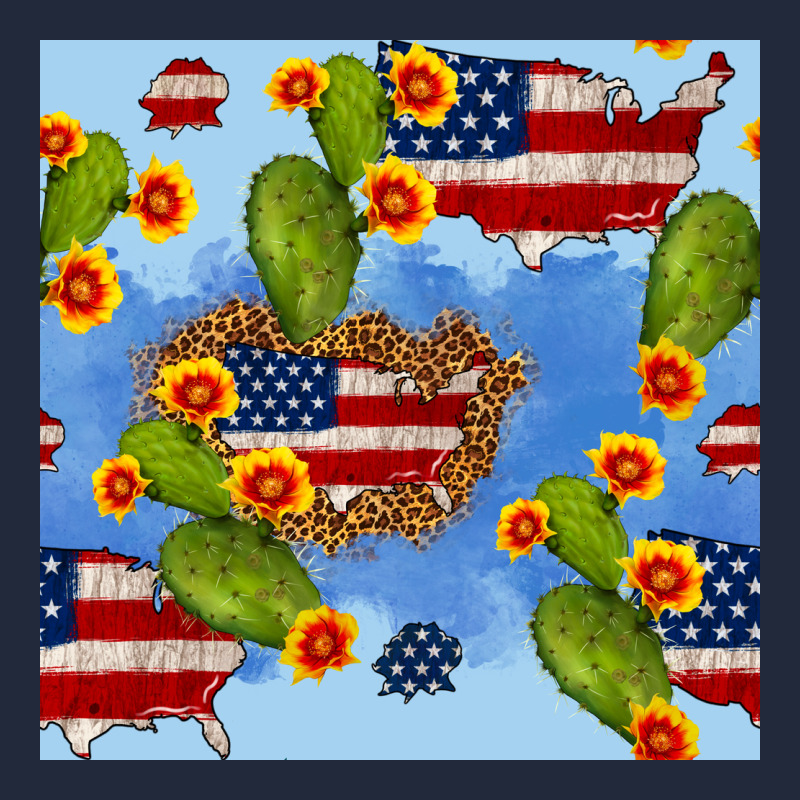Usa Map Cactus And Sunflower Seamless Pattern Premium Sweatshirt by BundleAndBundleShop | Teevron