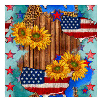 usa map with sunflowers and leopard seamless pattern | Teevron