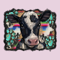 Western Background Turquoises Gemstones Black And White Baby Cow Ladies Tee | Teevron