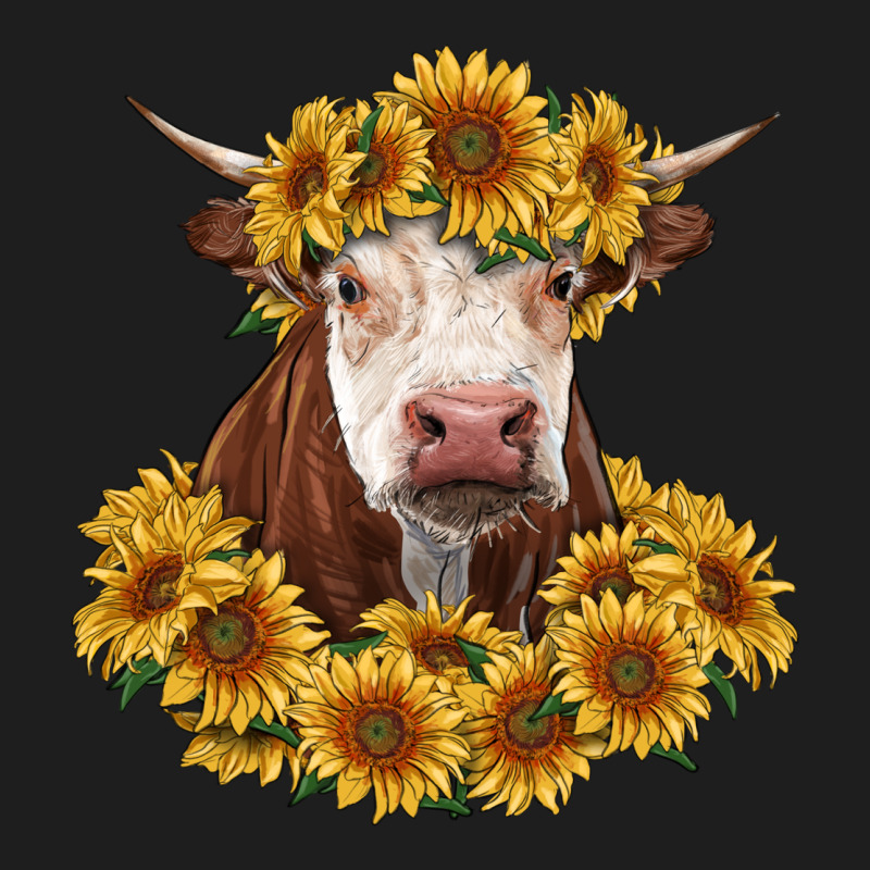 Hereford Cow With Sunflowers Classic Tee by RanaPortraitStore | Teevron