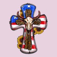 American Flag Cross Cow Skull Sunflowers Classic Tee | Teevron