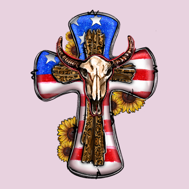 American Flag Cross Cow Skull Sunflowers Classic Tee by RanaPortraitStore | Teevron