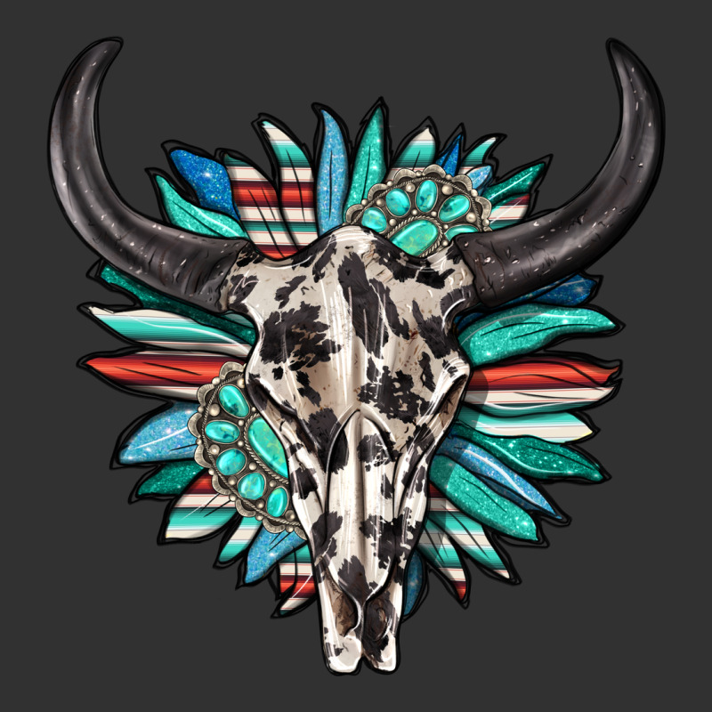 Western Bull Skull With Sunflower And Gemstone Urban Heavy Tee by texasbilliewilder | Teevron