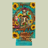 I Hate Everyone But Coffee Helps Western Skeleton Coffee Sunflowers 12 Heavyweight Hoodie | Teevron