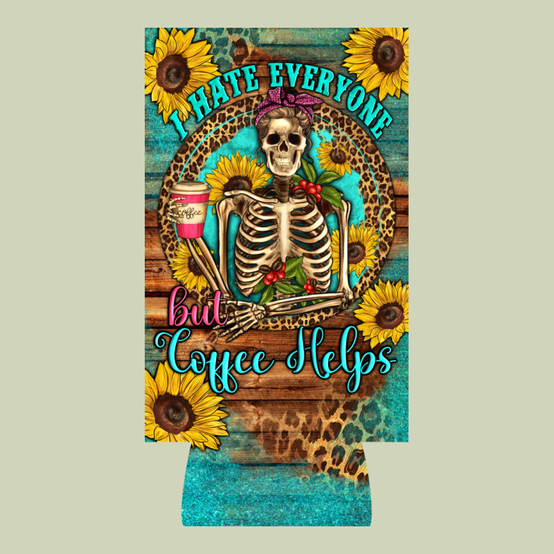 I Hate Everyone But Coffee Helps Western Skeleton Coffee Sunflowers 12 Heavyweight Hoodie by Artiststas | Teevron