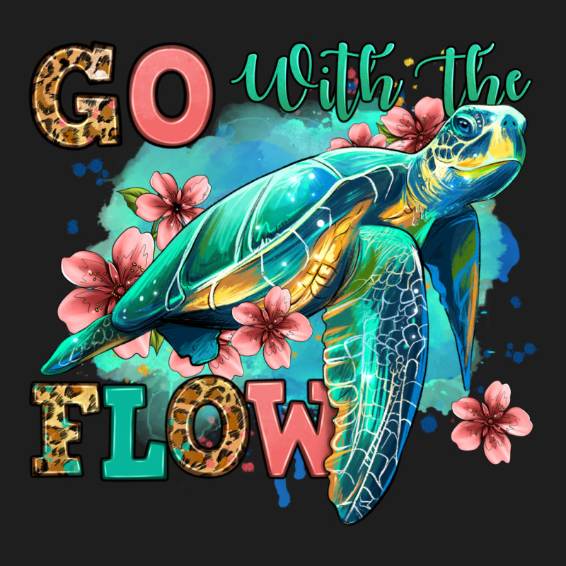 Go With The Flow Floral Turtle Heavyweight Hoodie by Jasminsmagicworld | Teevron