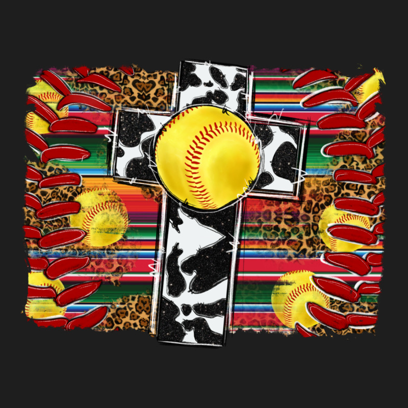 Softball Cross Serape Leopard Background Classic Tee by RanaPortraitStore | Teevron
