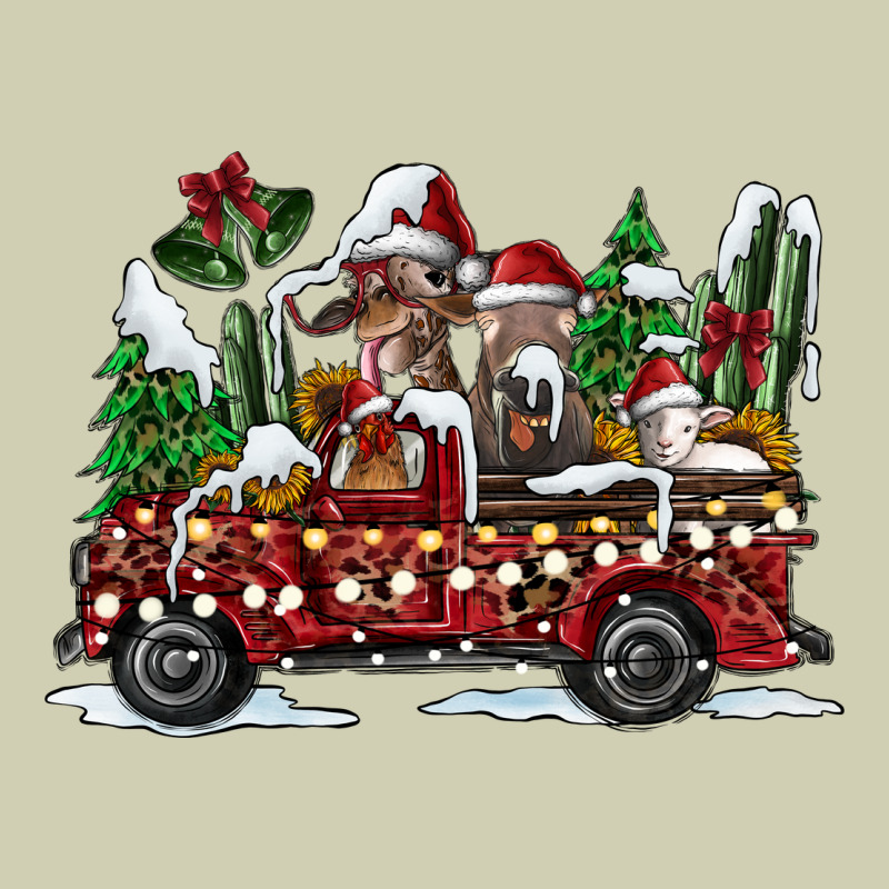 Festive Farm Animal Christmas Truck Heavy Core Tee by CowhideDigitalArt | Teevron