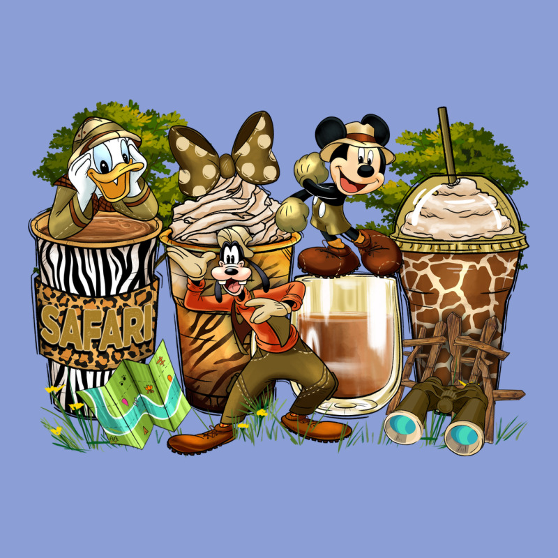 Safari Cartoon Characters Coffee Cups Long Sleeve Tee by Zillion Design Studio | Teevron