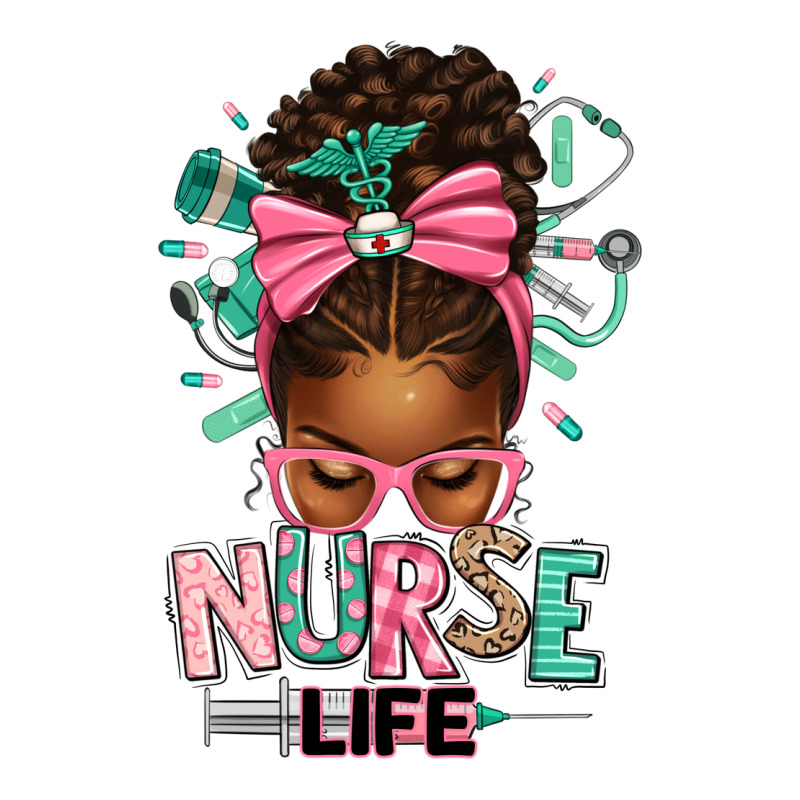 Afro Messy Bun Nurse Life Long Sleeve Tee by texasbilliewilder | Teevron