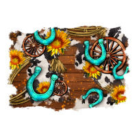 western cowhide horseshoe sunflower background | Teevron