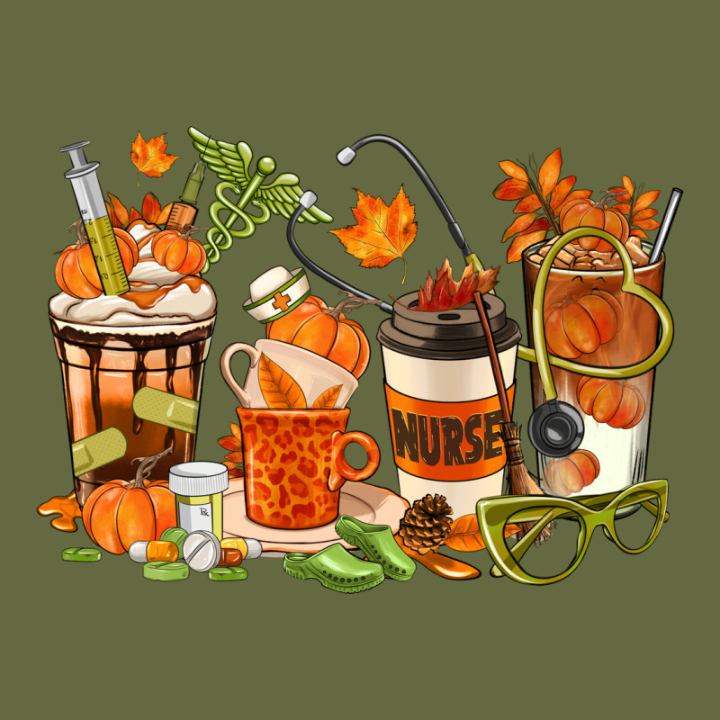 Fall Nurse Coffee Cups Long Sleeve Tee by texasbilliewilder | Teevron