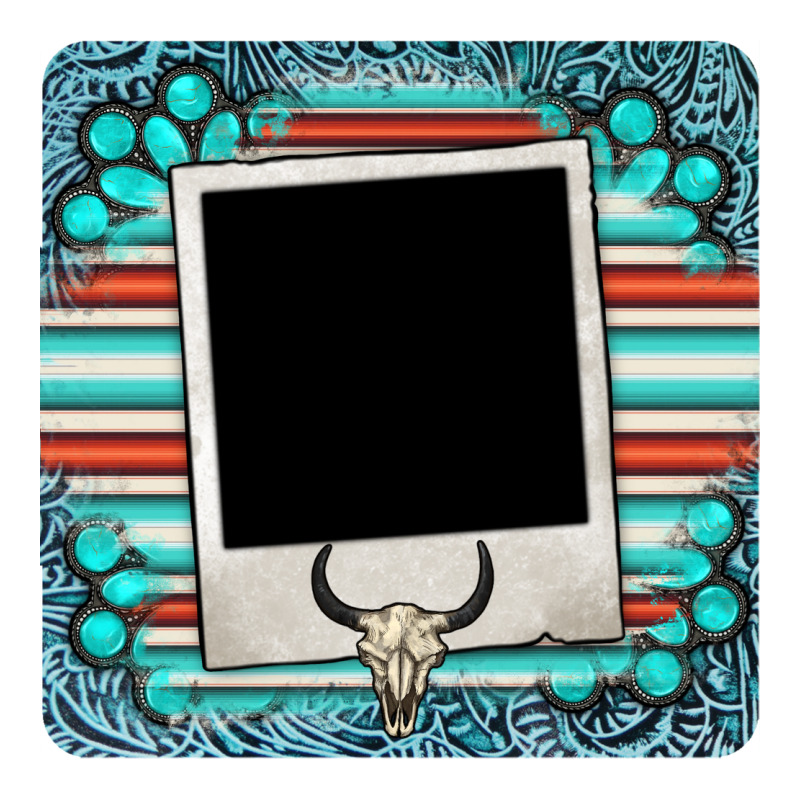 Gemstone Turquoise Serape Custom Photo Frame Coaster Ladies Tee by BarkalooDesign | Teevron