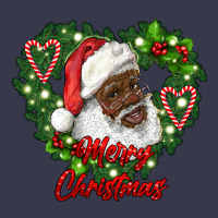 Merry Christmas African American Santa With Wreath Long Sleeve Tee | Teevron