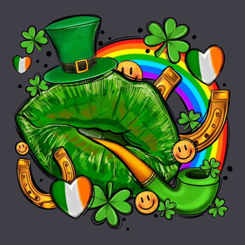 St Patricks Lips With Horseshoe Rainbow And Shamrocks Heavyweight Hoodie by AdoDesignShop | Teevron