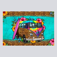 Hippie Van Floral Skinny Metal Can Holder Zipper Hoodie | Teevron