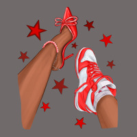 Bright Red Afro Girl Sneakers And Heels Urban Heavy Tee | Teevron