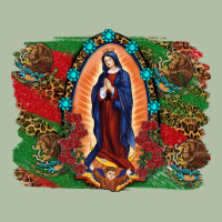 Mexican Flag Lady Of Guadalupe Distressed Backgrou Urban Heavy Tee | Teevron