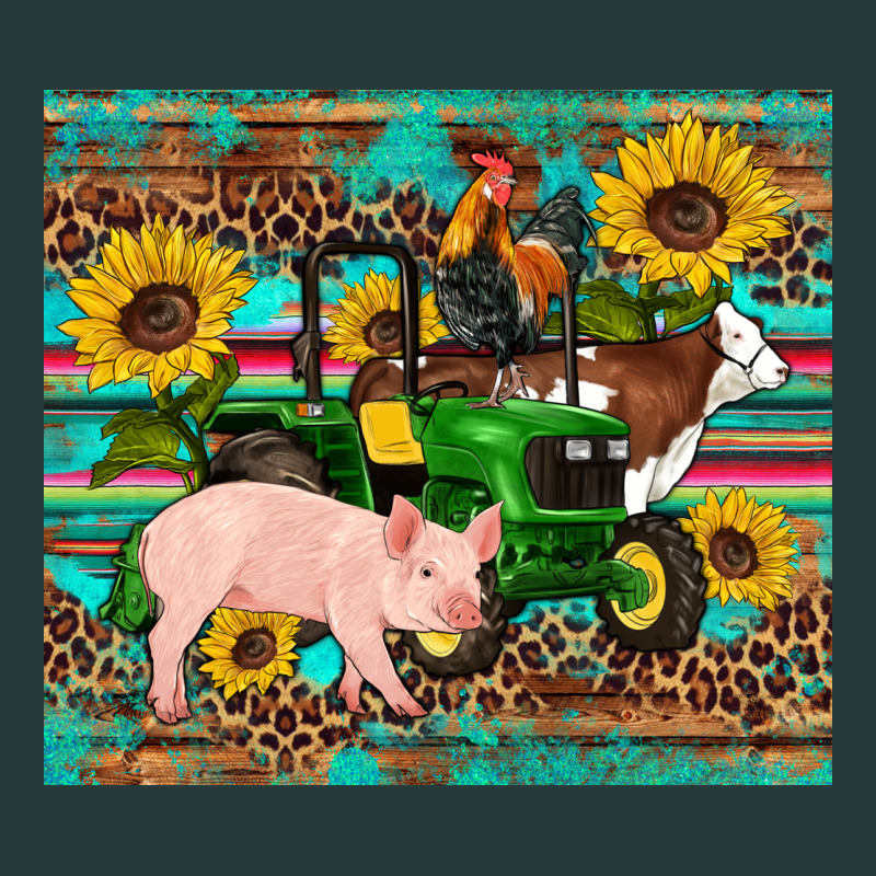 Western Farm Tractor Pig Rooster Cow Sunflowers Premium Sweatshirt by Artiststas | Teevron