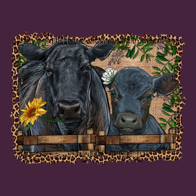 Western Black Angus Cattle And Calf With Leopard Long Sleeve Tee by RanaPortraitStore | Teevron