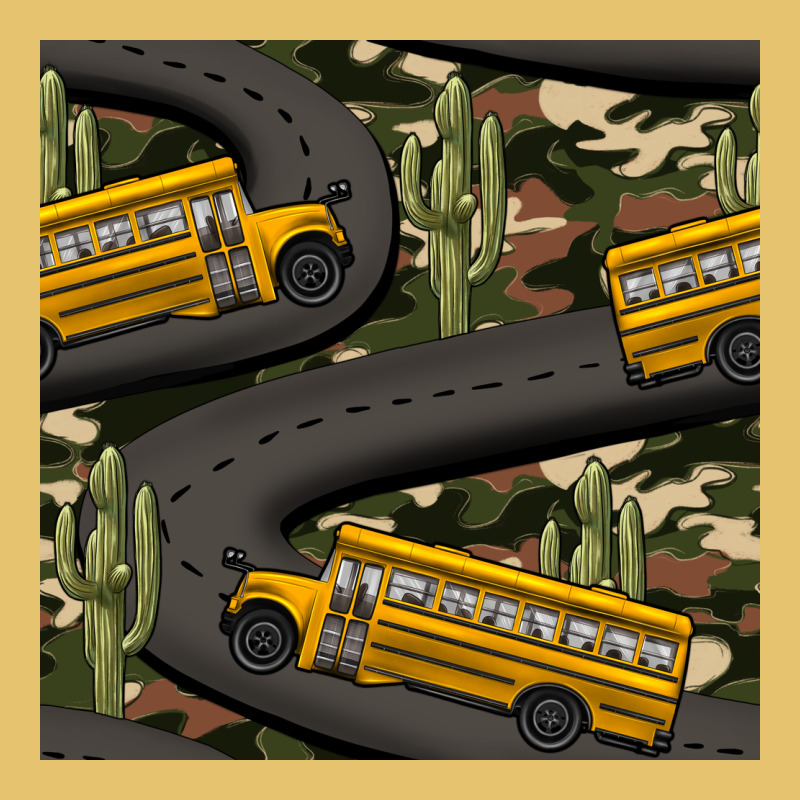Cactus Camouflage School Bus Seamless Pattern Premium Sweatshirt by BundleAndBundleShop | Teevron