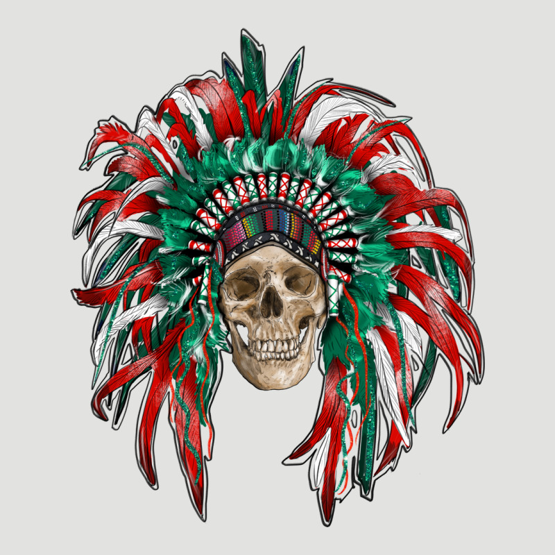 Mexican Flag Indian Headdress With  Skull Classic Tee by RanaPortraitStore | Teevron