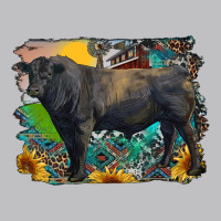 Black Angus Bull With Aztec And Farm Background Long Sleeve Tee | Teevron