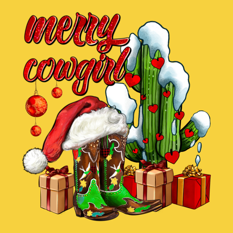 Merry Cowgirl  Boots And Cactus With Gifts Premium Sweatshirt by AdoDesignShop | Teevron
