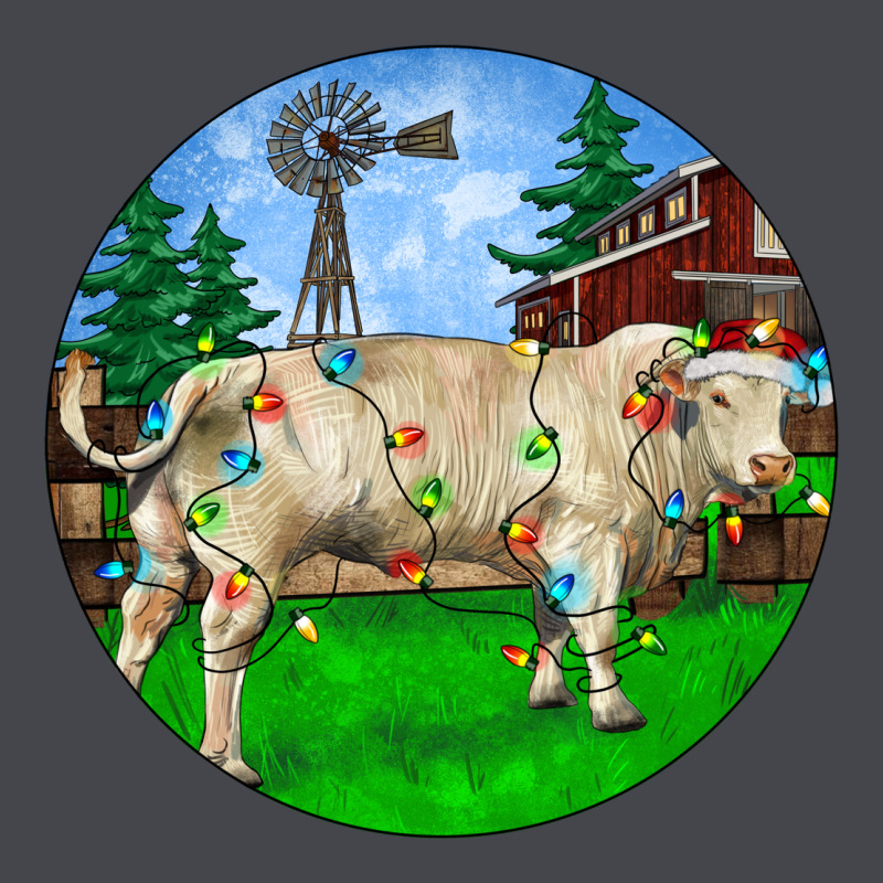 Christmas Charolais Bull And Barnyard Long Sleeve Tee by RanaPortraitStore | Teevron