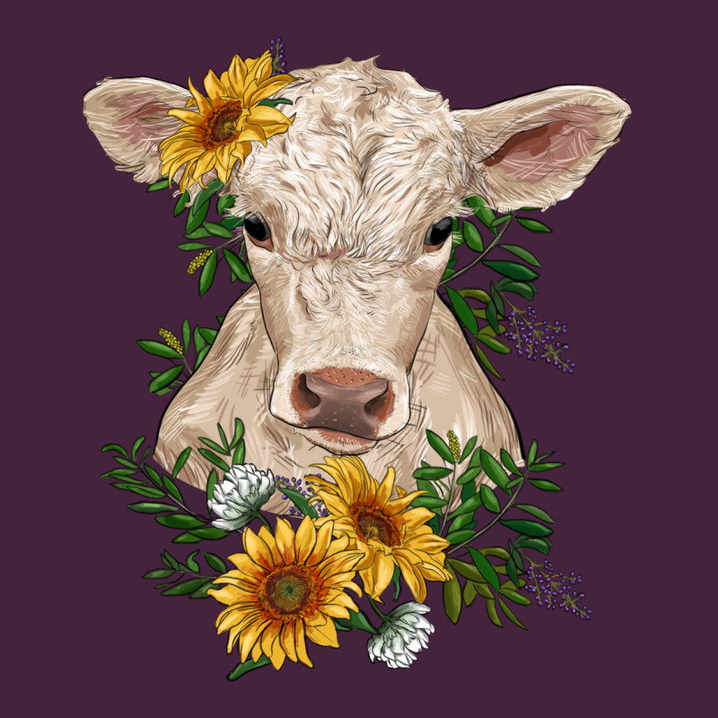 Charolais Calf With Sunflowers Long Sleeve Tee by RanaPortraitStore | Teevron
