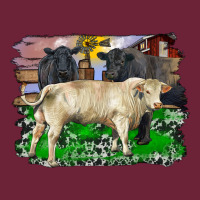 Charolais Bull Black Angus Cattle And Bull With Barnyard And Cowhide Long Sleeve Tee | Teevron