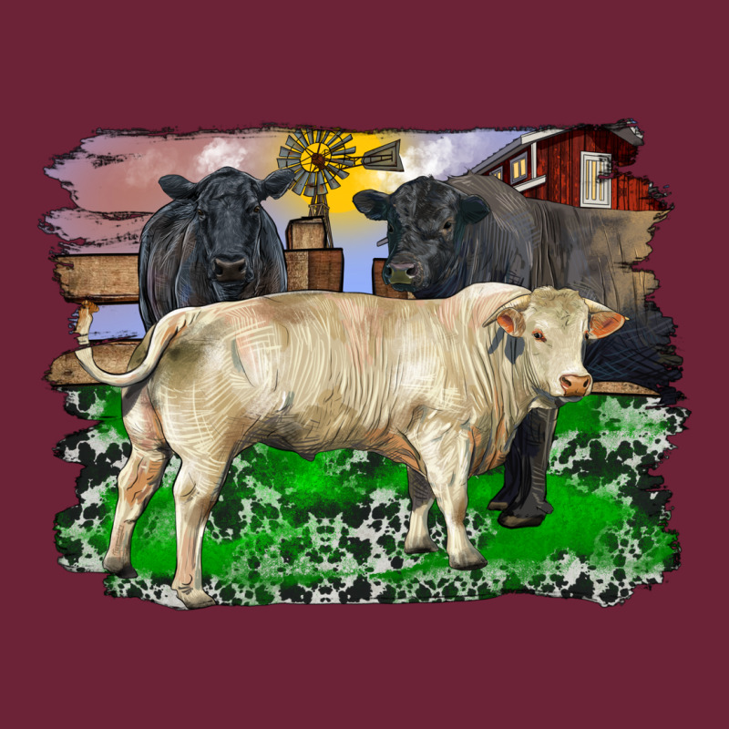 Charolais Bull Black Angus Cattle And Bull With Barnyard And Cowhide Long Sleeve Tee by RanaPortraitStore | Teevron