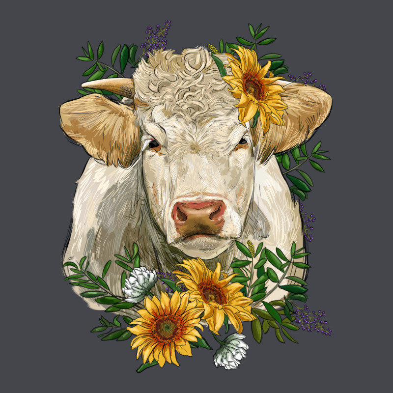Charolais Cattle With Sunflowers Long Sleeve Tee by RanaPortraitStore | Teevron