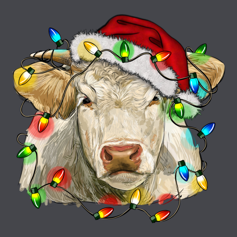 Charolais Cattle Cow With Christmas Lights And Hat Long Sleeve Tee by RanaPortraitStore | Teevron