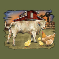 Charolaris Bull And Chicken In Barnyard Long Sleeve Tee | Teevron