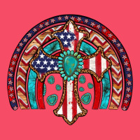 Gemstone Cross American Flag Turquoise Rainbow Premium Sweatshirt | Teevron