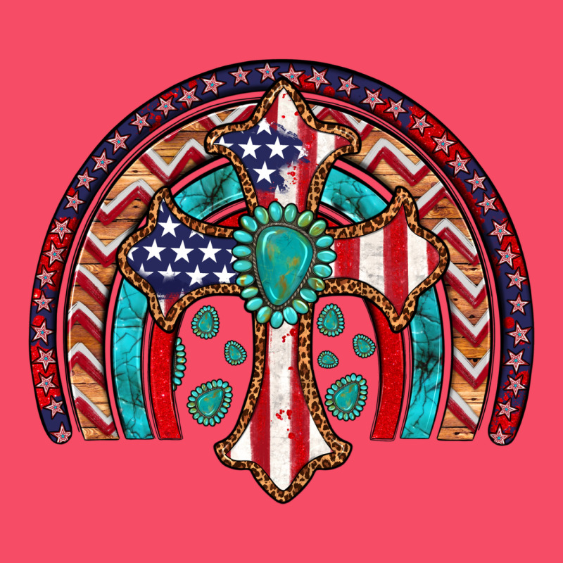 Gemstone Cross American Flag Turquoise Rainbow Premium Sweatshirt by Artiststas | Teevron