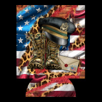 Usa Flag And Leopard With Boots 12 Oz Regular Can Cooler Premium Sweatshirt | Teevron