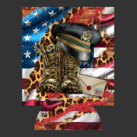 usa flag and leopard with boots 12 oz regular can cooler | Teevron