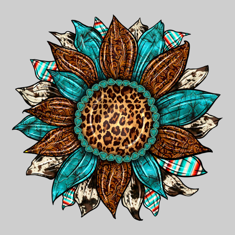 Gemstone Cowhide Leopard Turquoise Sunflower Premium Sweatshirt by Artiststas | Teevron