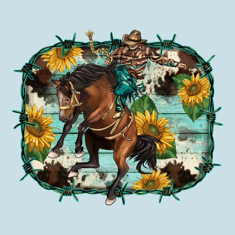 Western Rodeo Horse Cowhide Sunflowers Ladies Tee by BarkalooDesign | Teevron
